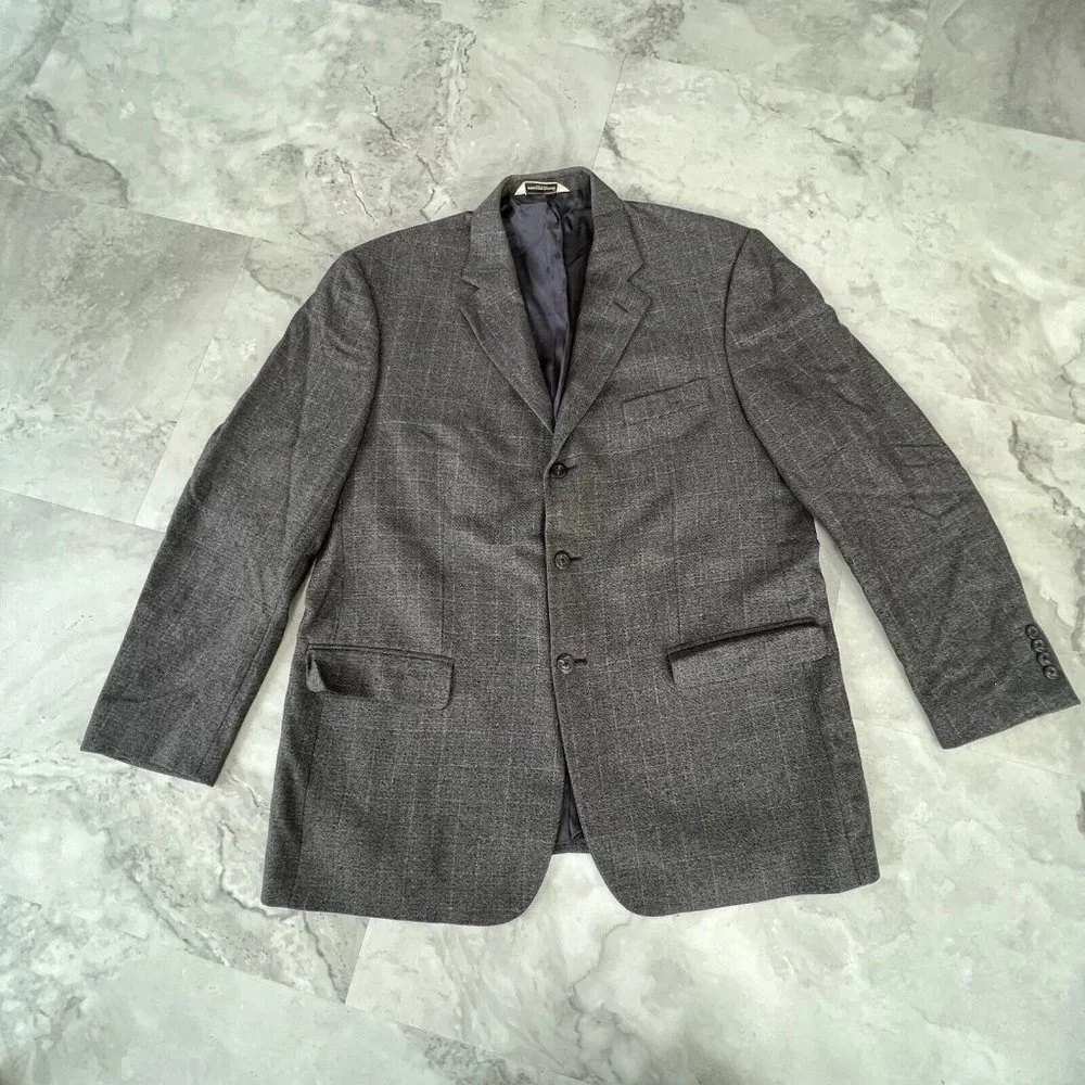 Pronto‎ Uomo Mens Sport Coat Blazer Jacket Casual Wool/Silk Brown 44R Italy Made